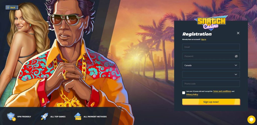 Registration form snatch casino