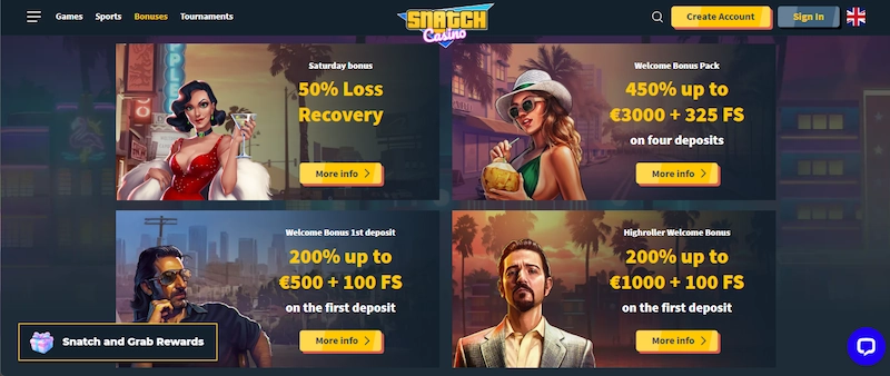 Snatch casino bonus